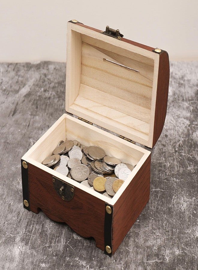 Ragyzity Wooden Piggy Bank, Money Saving Bank with Lock, Creative Vintage Wooden Box, Rustic Small Decorative Coin Bank, Present for Boys and Girls (L) - Image 4